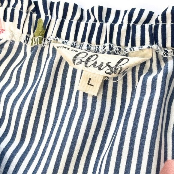 Women's Striped Floral Pattern Mini Dress Off Shoulder Size Large - Picture 9 of 15